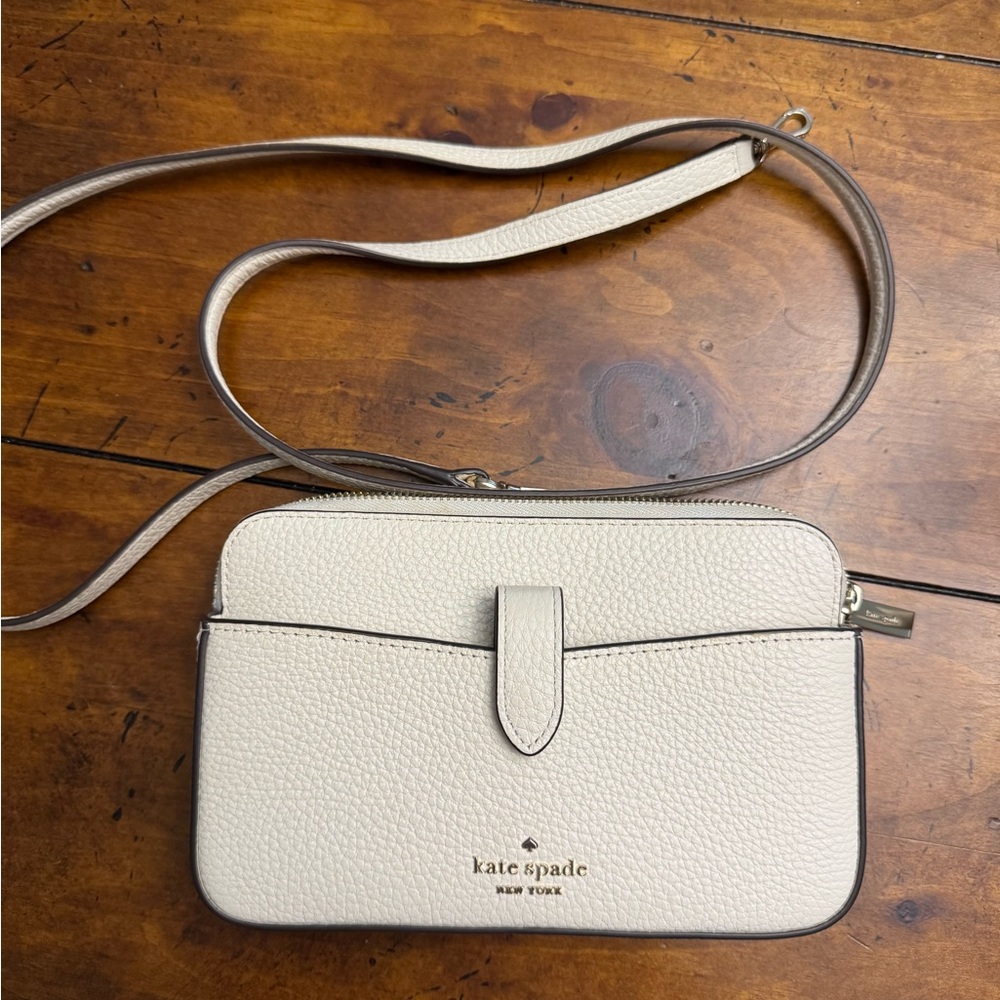 Kate Spade Cream Crossbody Bag with Textured Finish